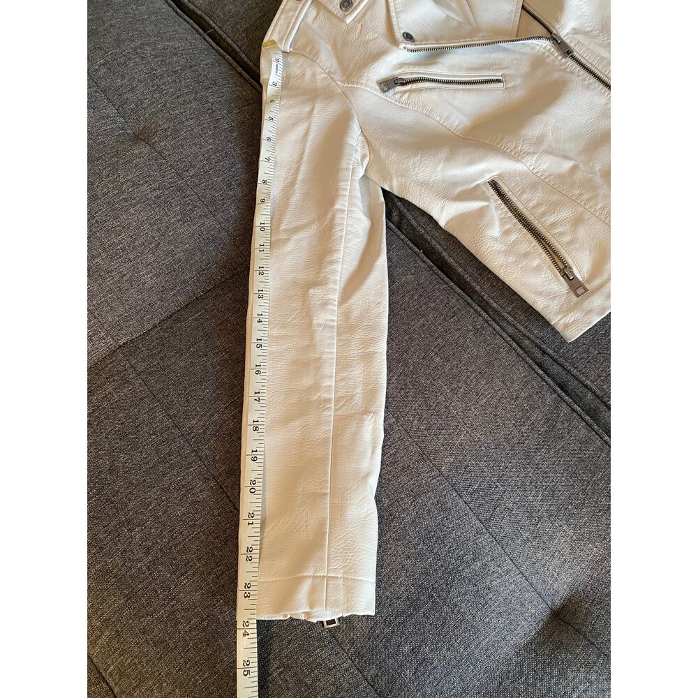 Cream Levi Strauss & Co Faux Leather Biker Moto Jacket Small Women - Picture 6 of 9